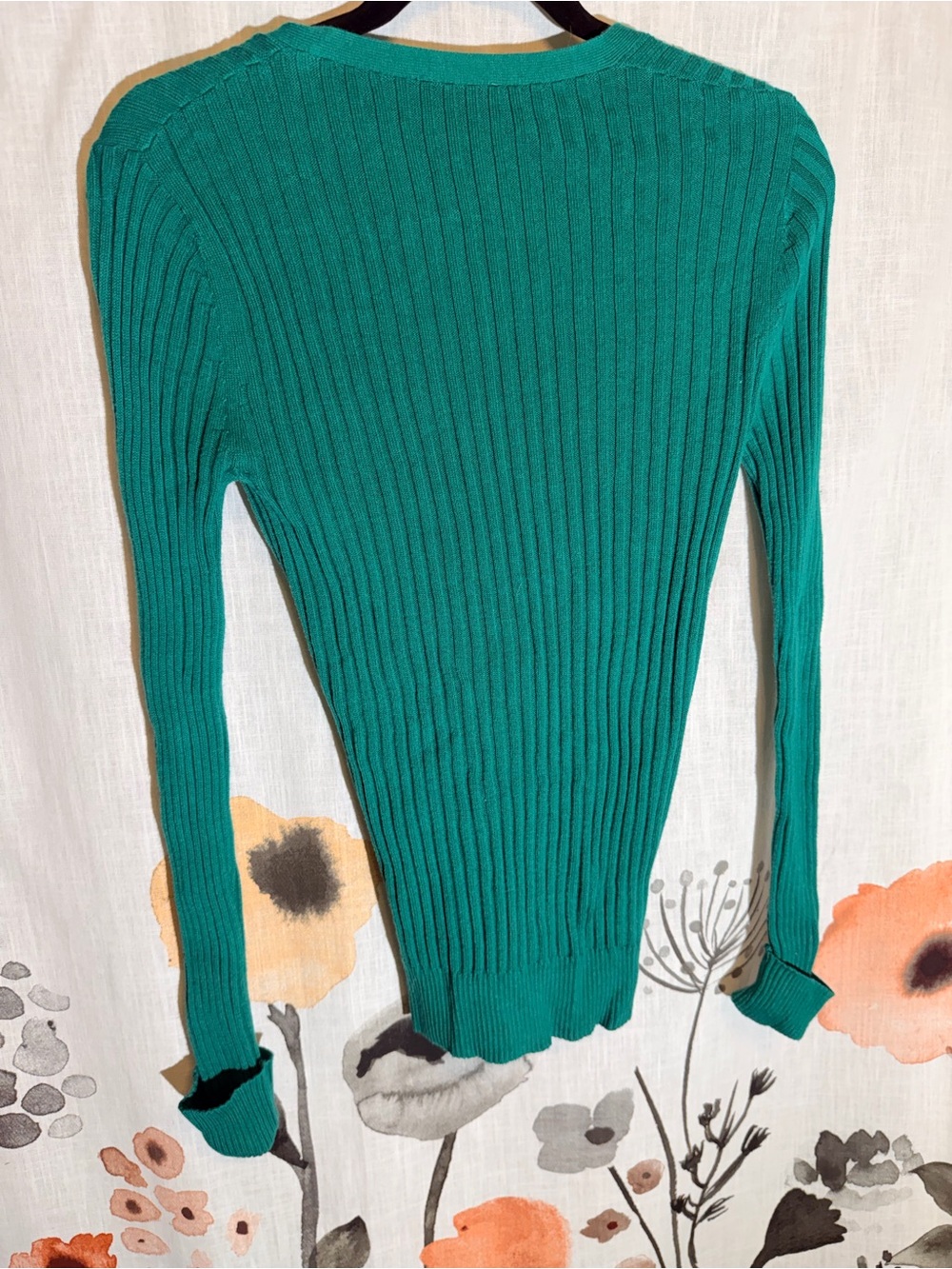 dip Emerald Ribbed V-Neck Button Cardigan - Picture 6 of 10